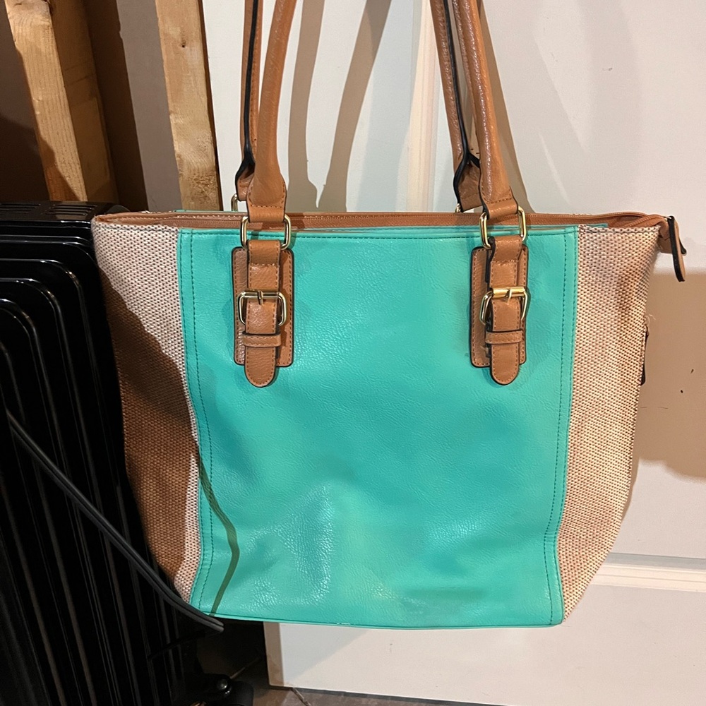 Apt. 9 Blue and Tan Tote Bag
